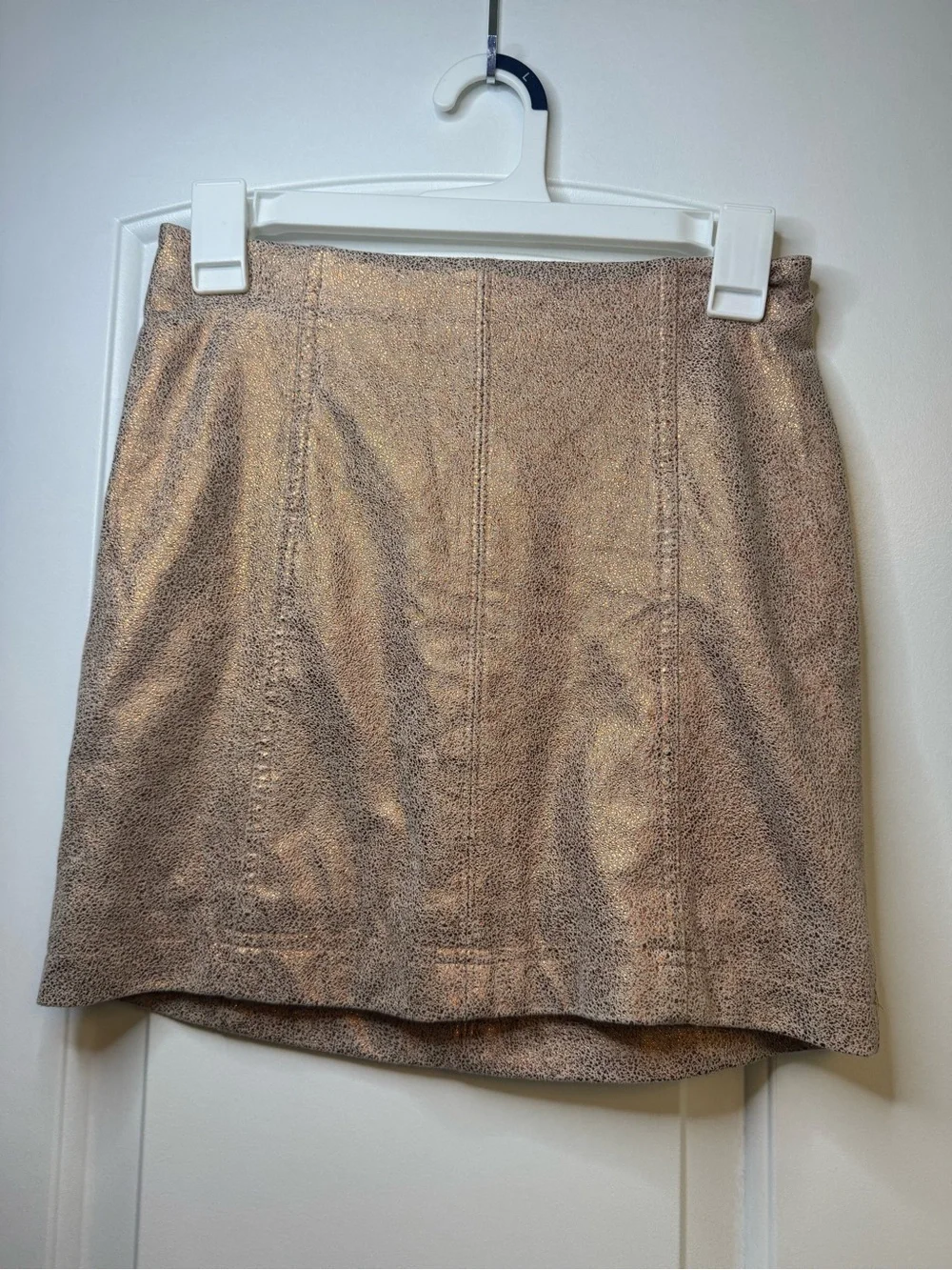 Free People Metallic Gold Mini Skirt